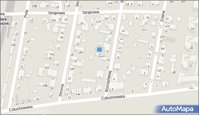 Warszawa, Boznańskiej Olgi, 7, mapa Warszawy