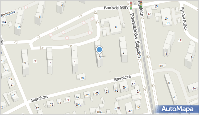 Warszawa, Borowej Góry, 3, mapa Warszawy