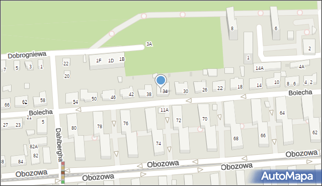 Warszawa, Bolecha, 36, mapa Warszawy