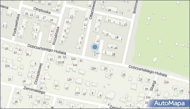 Warszawa, Borzęcińska, 1, mapa Warszawy