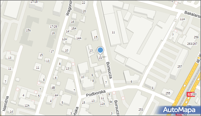 Warszawa, Borsucza, 11, mapa Warszawy