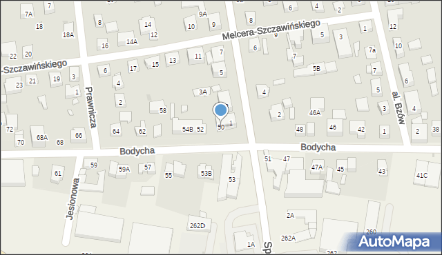 Warszawa, Bodycha Stanisława, 50, mapa Warszawy