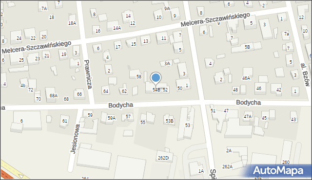 Warszawa, Bodycha Stanisława, 54B, mapa Warszawy