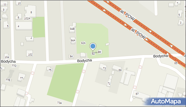 Warszawa, Bodycha Stanisława, 92, mapa Warszawy