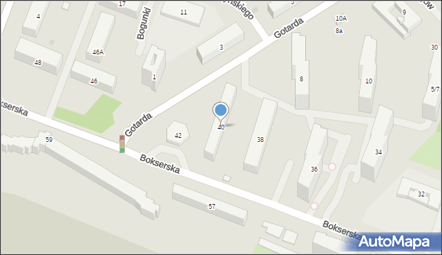 Warszawa, Bokserska, 40, mapa Warszawy