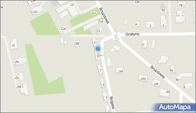 Warszawa, Bogata, 9, mapa Warszawy