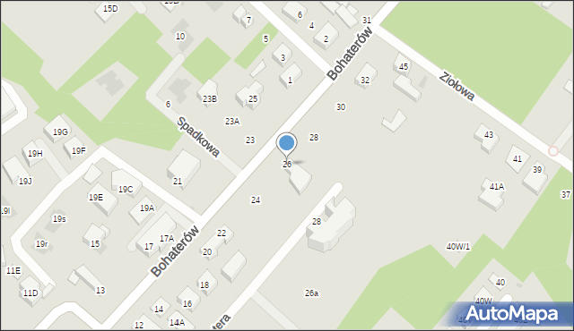 Warszawa, Bohaterów, 26, mapa Warszawy