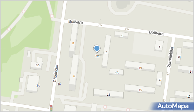 Warszawa, Bolívara Simóna, 2m, mapa Warszawy