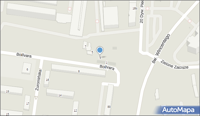 Warszawa, Bolívara Simóna, 3, mapa Warszawy