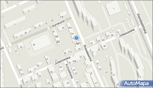 Warszawa, Bolesławicka, 19B, mapa Warszawy