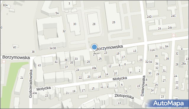 Warszawa, Borzymowska, 27, mapa Warszawy