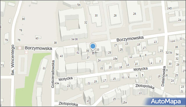 Warszawa, Borzymowska, 35, mapa Warszawy
