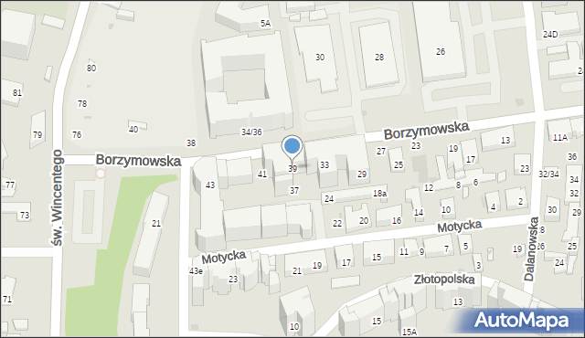 Warszawa, Borzymowska, 39, mapa Warszawy