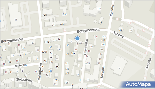 Warszawa, Borzymowska, 7, mapa Warszawy