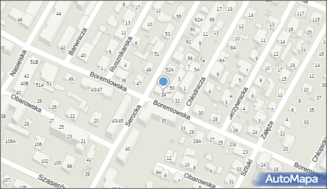Warszawa, Boremlowska, 34, mapa Warszawy