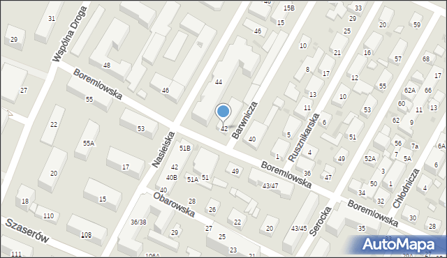 Warszawa, Boremlowska, 42, mapa Warszawy