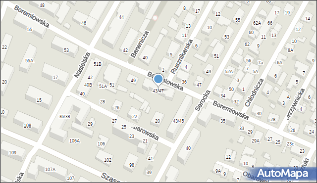 Warszawa, Boremlowska, 43/47, mapa Warszawy