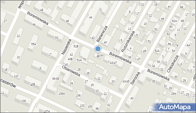 Warszawa, Boremlowska, 49, mapa Warszawy