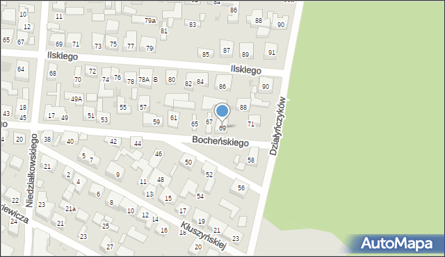 Warszawa, Bocheńskiego-Dubańca Eugeniusza, 69, mapa Warszawy