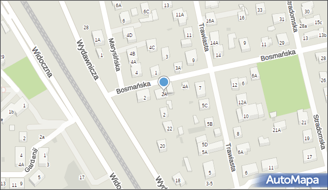 Warszawa, Bosmańska, 2A, mapa Warszawy