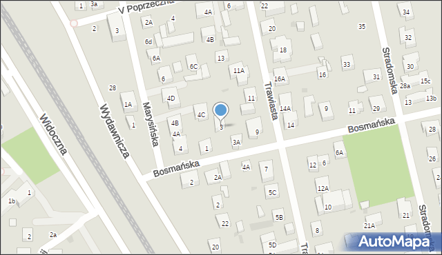 Warszawa, Bosmańska, 3, mapa Warszawy