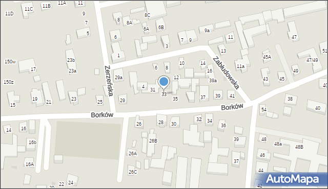 Warszawa, Borków, 33, mapa Warszawy