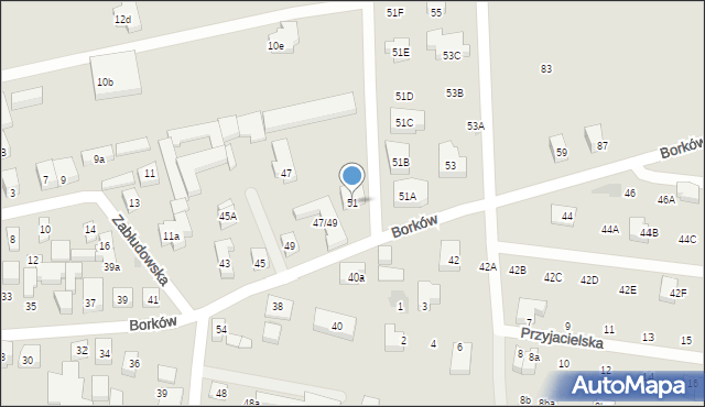Warszawa, Borków, 51, mapa Warszawy