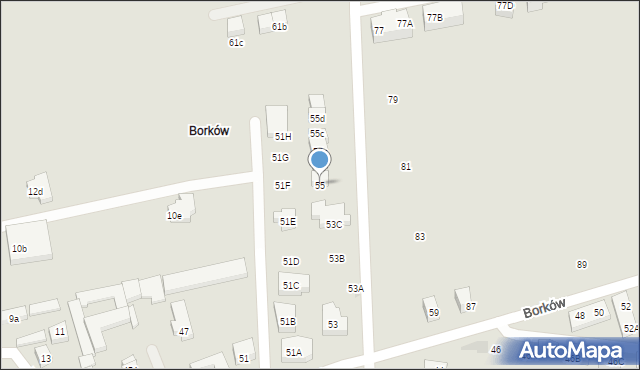 Warszawa, Borków, 55, mapa Warszawy