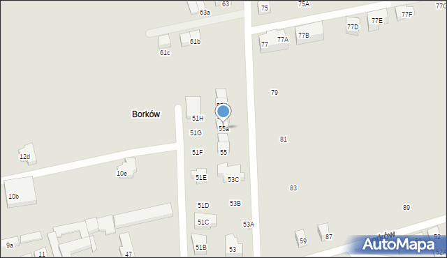 Warszawa, Borków, 55a, mapa Warszawy
