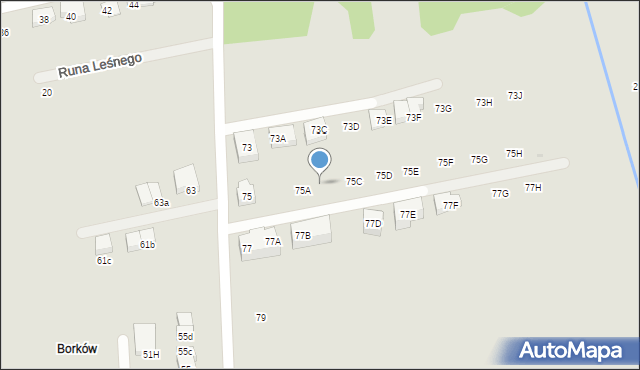 Warszawa, Borków, 75B, mapa Warszawy