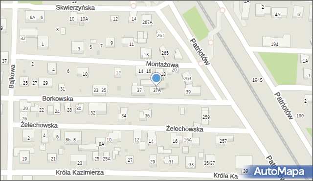 Warszawa, Borkowska, 37A, mapa Warszawy