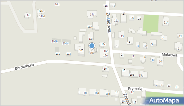 Warszawa, Borowiecka, 107, mapa Warszawy