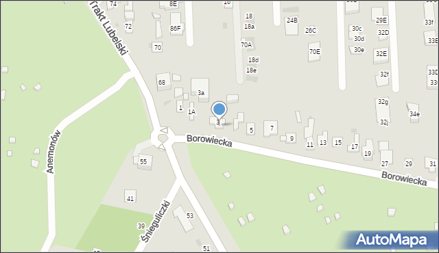 Warszawa, Borowiecka, 3b, mapa Warszawy
