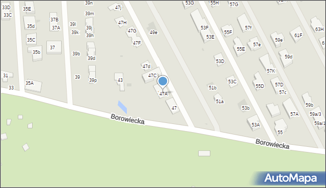 Warszawa, Borowiecka, 47A, mapa Warszawy