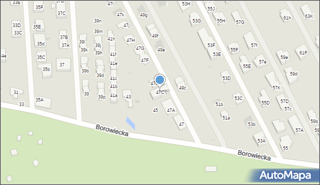 Warszawa, Borowiecka, 47C, mapa Warszawy