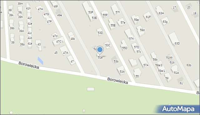 Warszawa, Borowiecka, 51a, mapa Warszawy