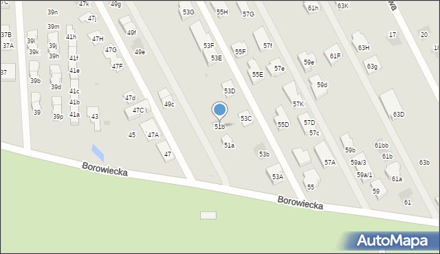 Warszawa, Borowiecka, 51b, mapa Warszawy