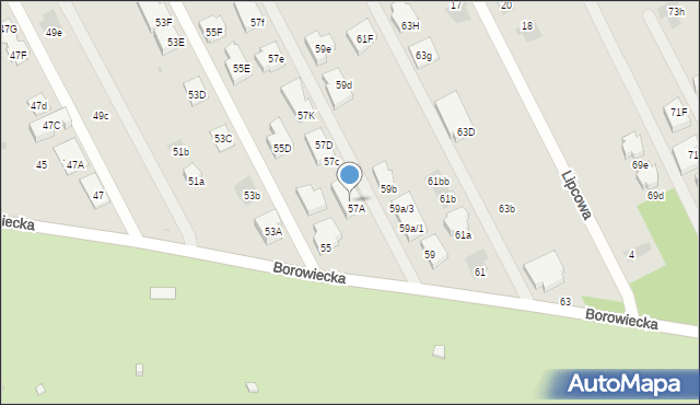 Warszawa, Borowiecka, 57b, mapa Warszawy