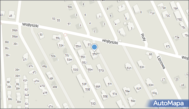Warszawa, Borowiecka, 57h, mapa Warszawy