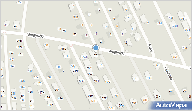 Warszawa, Borowiecka, 57j, mapa Warszawy