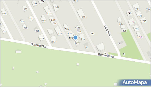 Warszawa, Borowiecka, 59, mapa Warszawy
