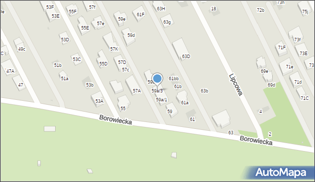 Warszawa, Borowiecka, 59a/3, mapa Warszawy