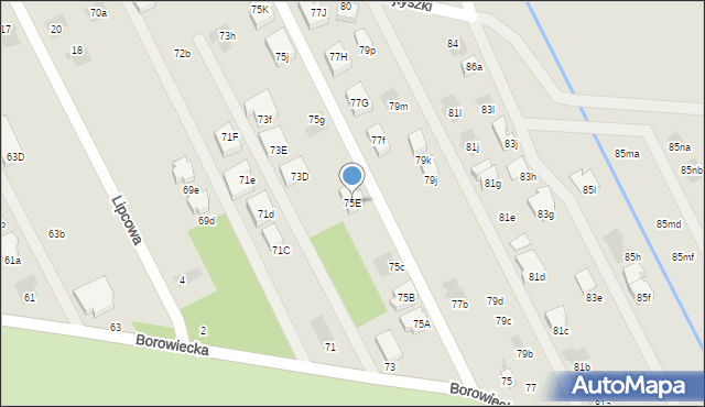 Warszawa, Borowiecka, 75E, mapa Warszawy