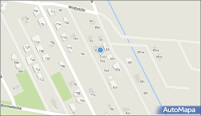 Warszawa, Borowiecka, 81h, mapa Warszawy