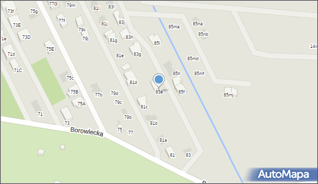 Warszawa, Borowiecka, 83e, mapa Warszawy