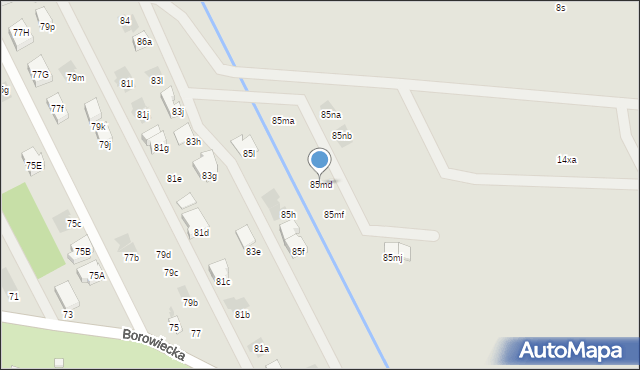 Warszawa, Borowiecka, 85md, mapa Warszawy