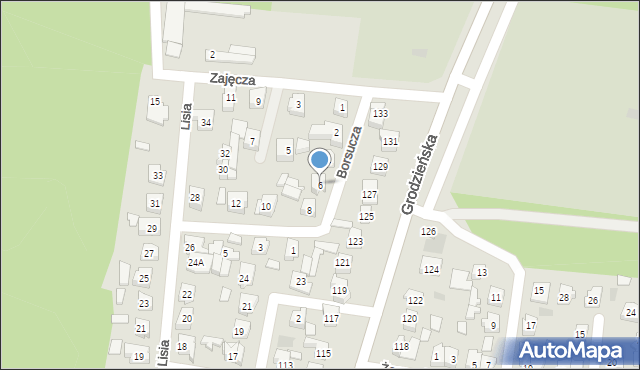 Wasilków, Borsucza, 6, mapa Wasilków