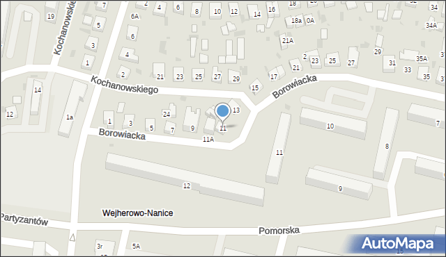 Wejherowo, Borowiacka, 11, mapa Wejherowo