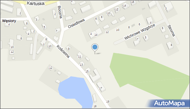 Węsiory, Boczna, 11, mapa Węsiory