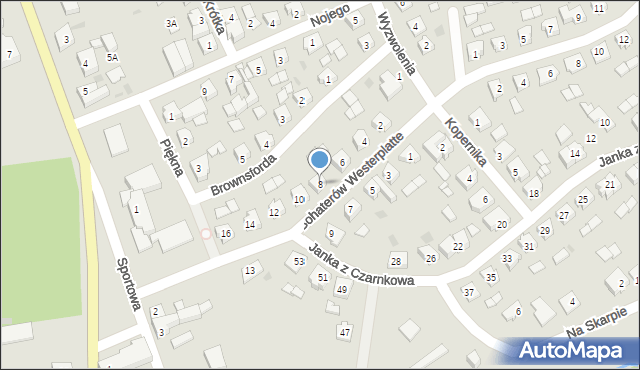 Wieleń, Bohaterów Westerplatte, 8, mapa Wieleń